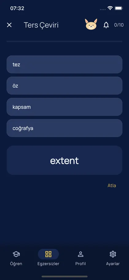 Wordly Uygulama — Farklı egzersizlerle pekiştir